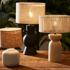 Pied de lampe arrondie en porcelaine h40cm noir - eterra