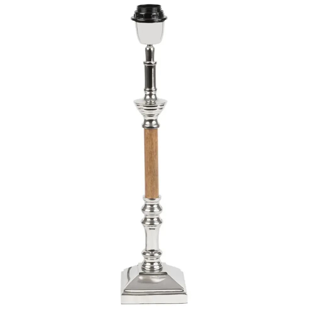 Pied lampe en aluminium et manguier h38cm argent - chaveny