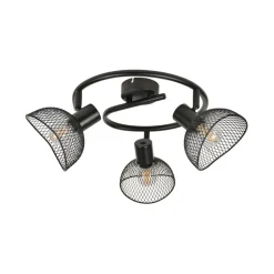 Plafonnier 3 lumières en metal h18cm mat noir - iris