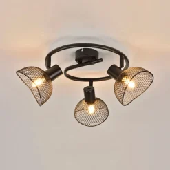 Plafonnier 3 lumières en metal h18cm mat noir - iris