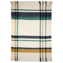 Plaid avec franges en tissu vert 170x130cm - Klosen