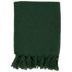 Plaid avec franges en tissu vert 150x130cm - Klosen