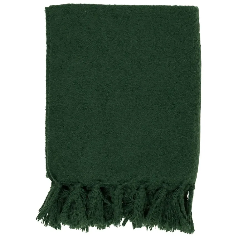 Plaid avec franges en tissu vert 150x130cm - Klosen