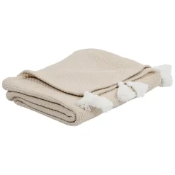 Plaid beige 130x170cm en coton - emeline