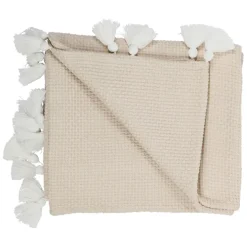 Plaid beige 130x170cm en coton - emeline