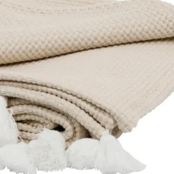Plaid beige 130x170cm en coton - emeline
