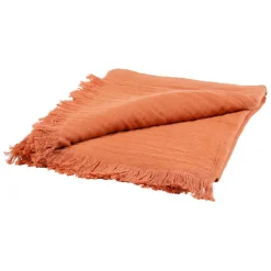 Plaid earth notes terracotta 170x130cm gaze de coton
