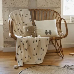 Plaid en coton écru et beige - Banquise