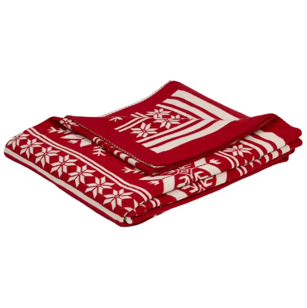 Plaid en coton rouge 150x125cm - Noel