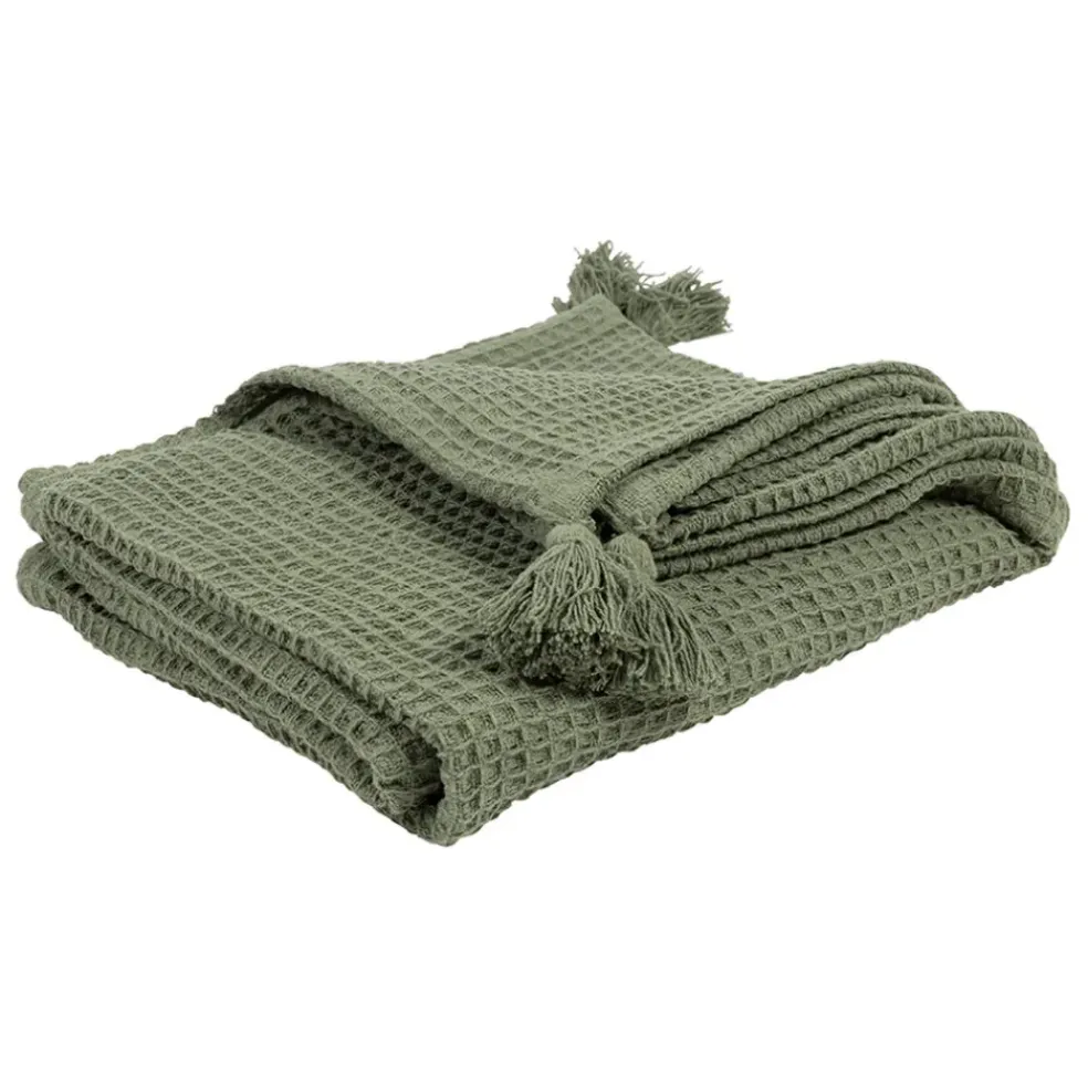 Plaid en coton vert 170x130cm - Beezz