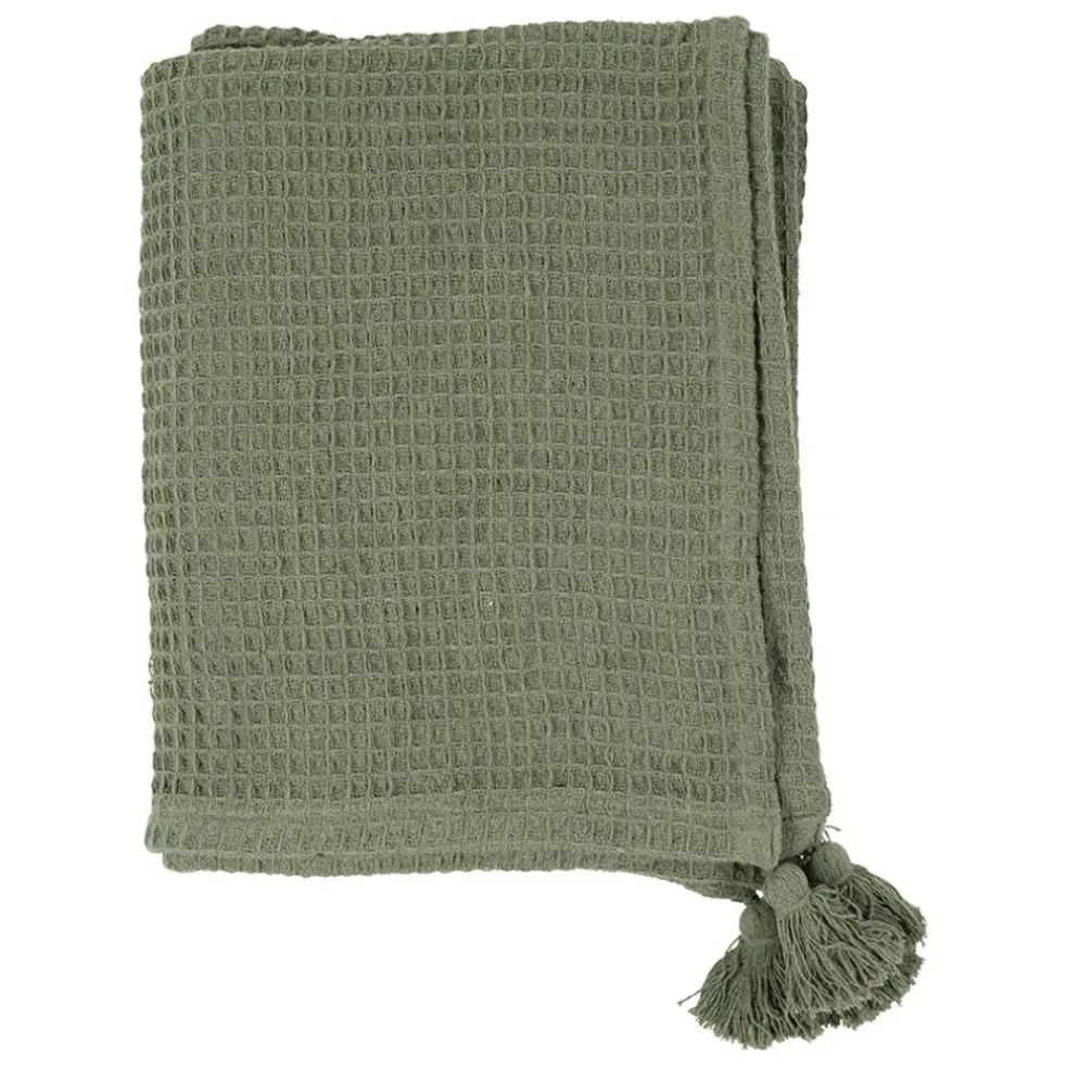 Plaid en coton vert 170x130cm - Beezz