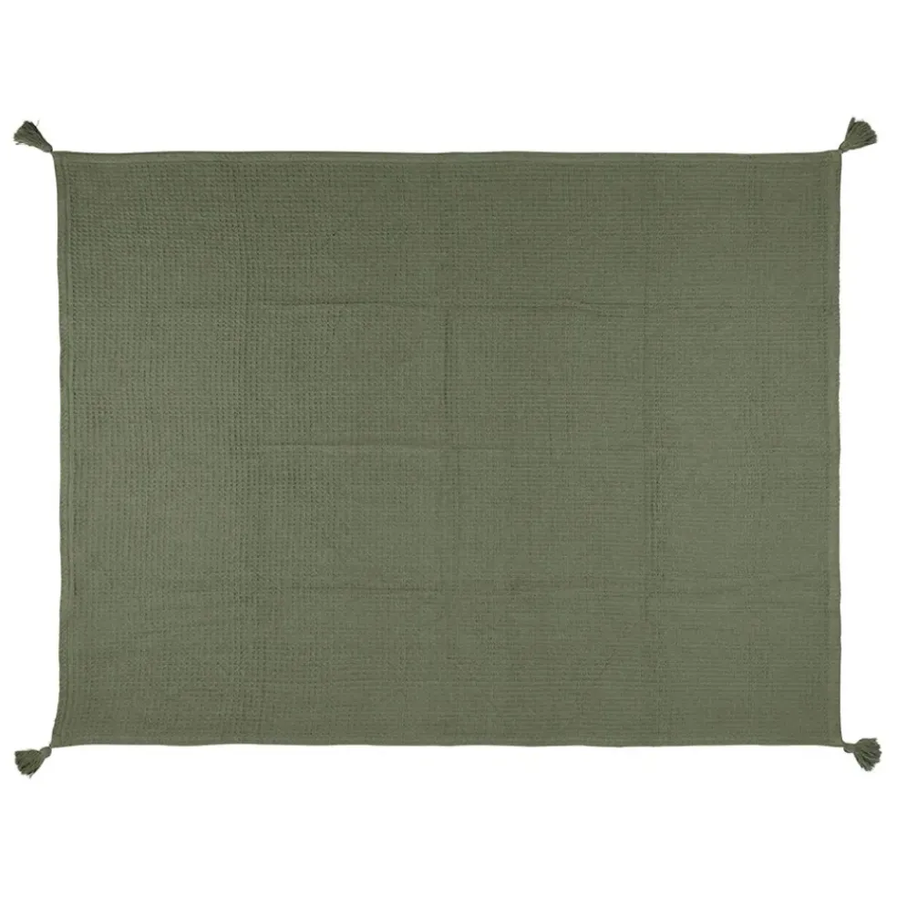 Plaid en coton vert 170x130cm - Beezz
