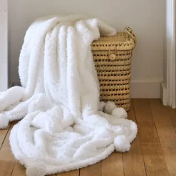 Plaid en tissu blanc 170x130cm - Songes