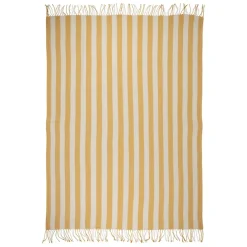 Plaid en tissu rayé jaune et écru 170x130cm - Medi
