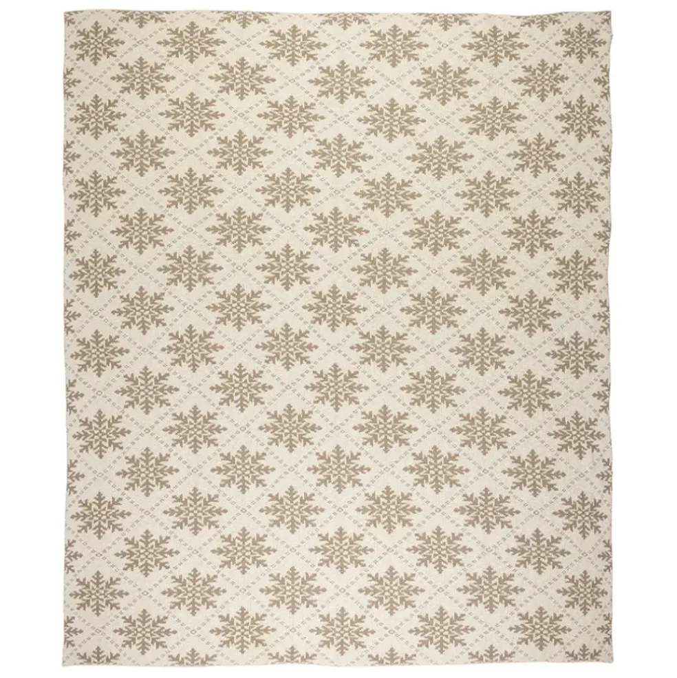 Plaid flocon en coton grège 150x125cm - Noel