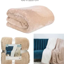 Plaid nid abeille en sherpa beige xxl 180x220cm