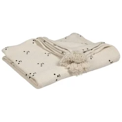 Plaid ours en coton ecru et beige 170x130cm - Songes