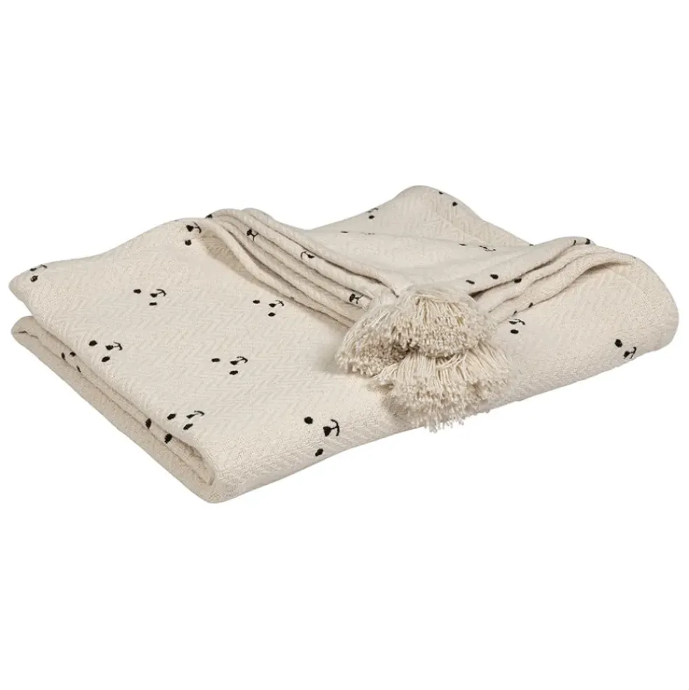 Plaid ours en coton ecru et beige 170x130cm - Songes