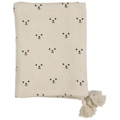 Plaid ours en coton ecru et beige 170x130cm - Songes