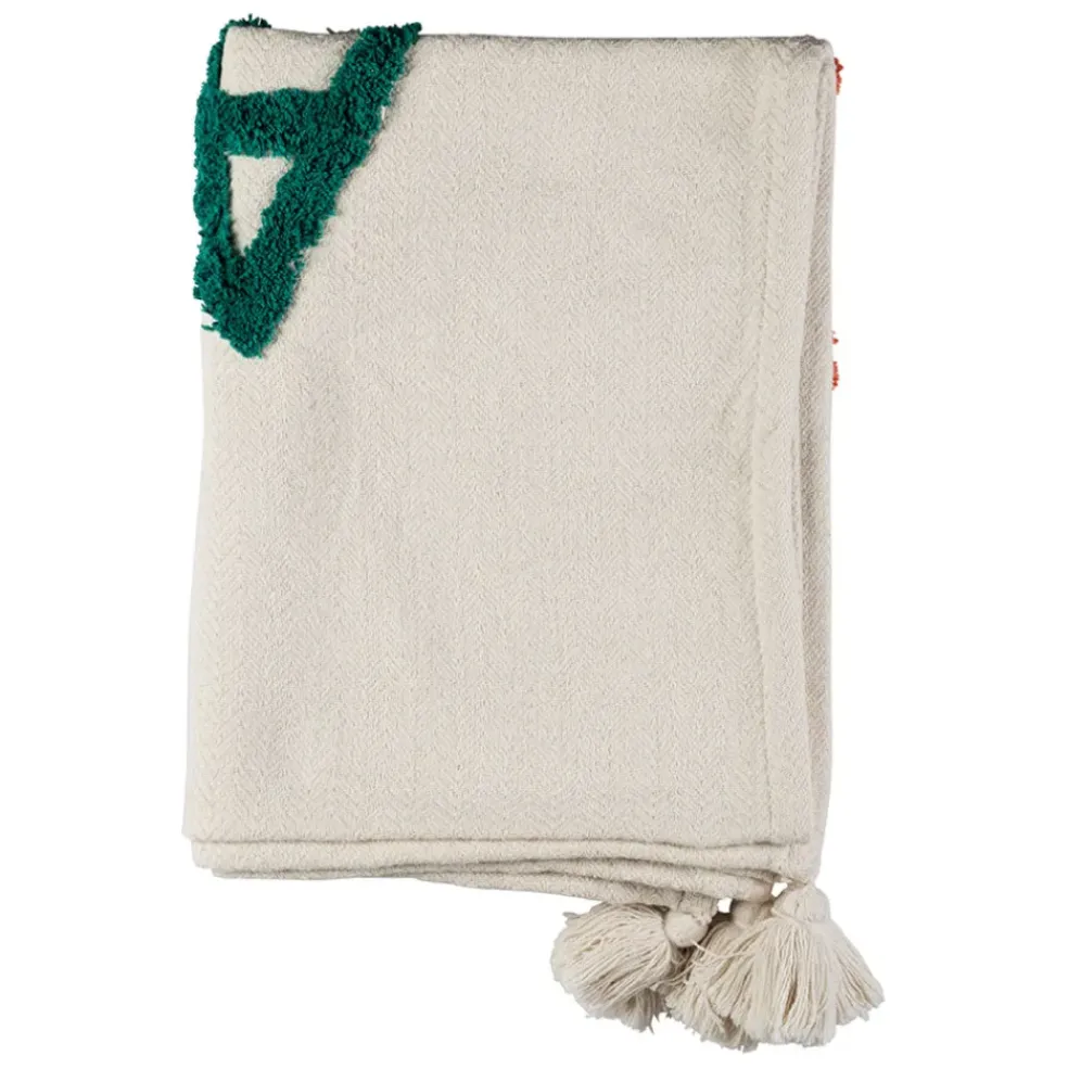 Plaid tufté amour en coton multicolore 170x130cm - Famille