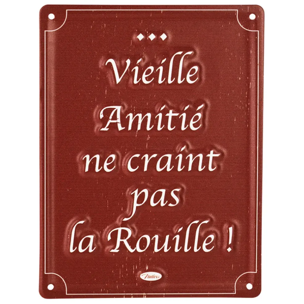 Plaque en fer bordeaux 15x20cm - Bistrot Des Amis