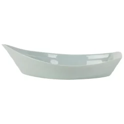 Plat creux bateau en grès vert d'eau 41x26cm