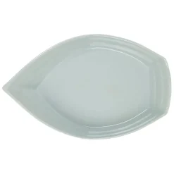 Plat creux bateau en grès vert d'eau 41x26cm