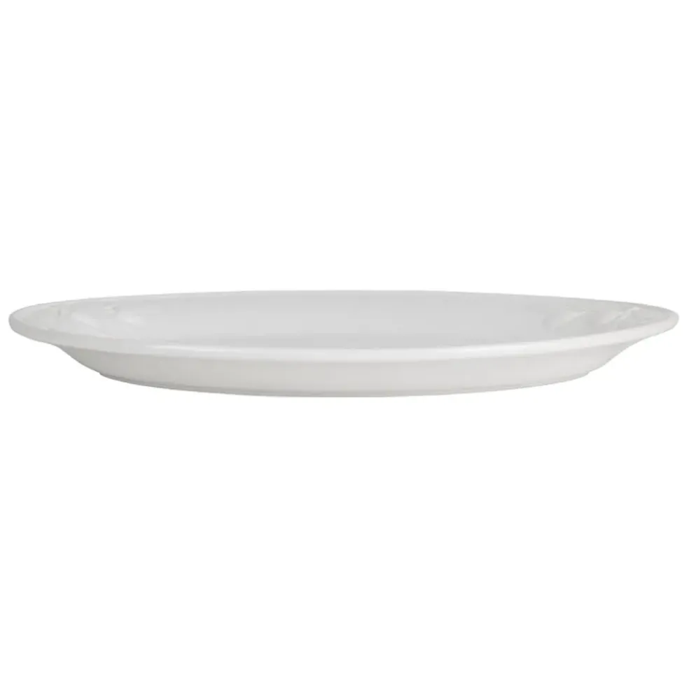 Plat ovale en faïence blanc 46.5x35.5cm - Olivier