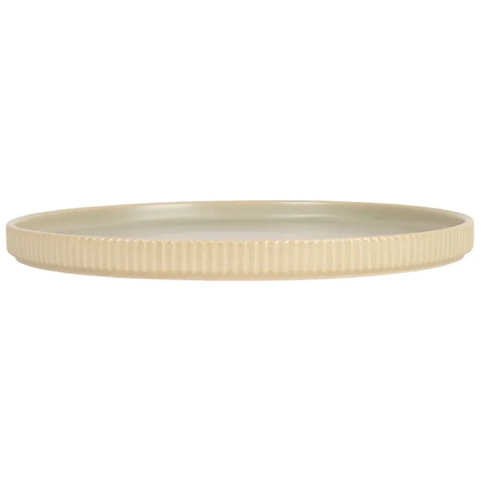 Plat rond en grès amande d33cm - Sweet Leaves