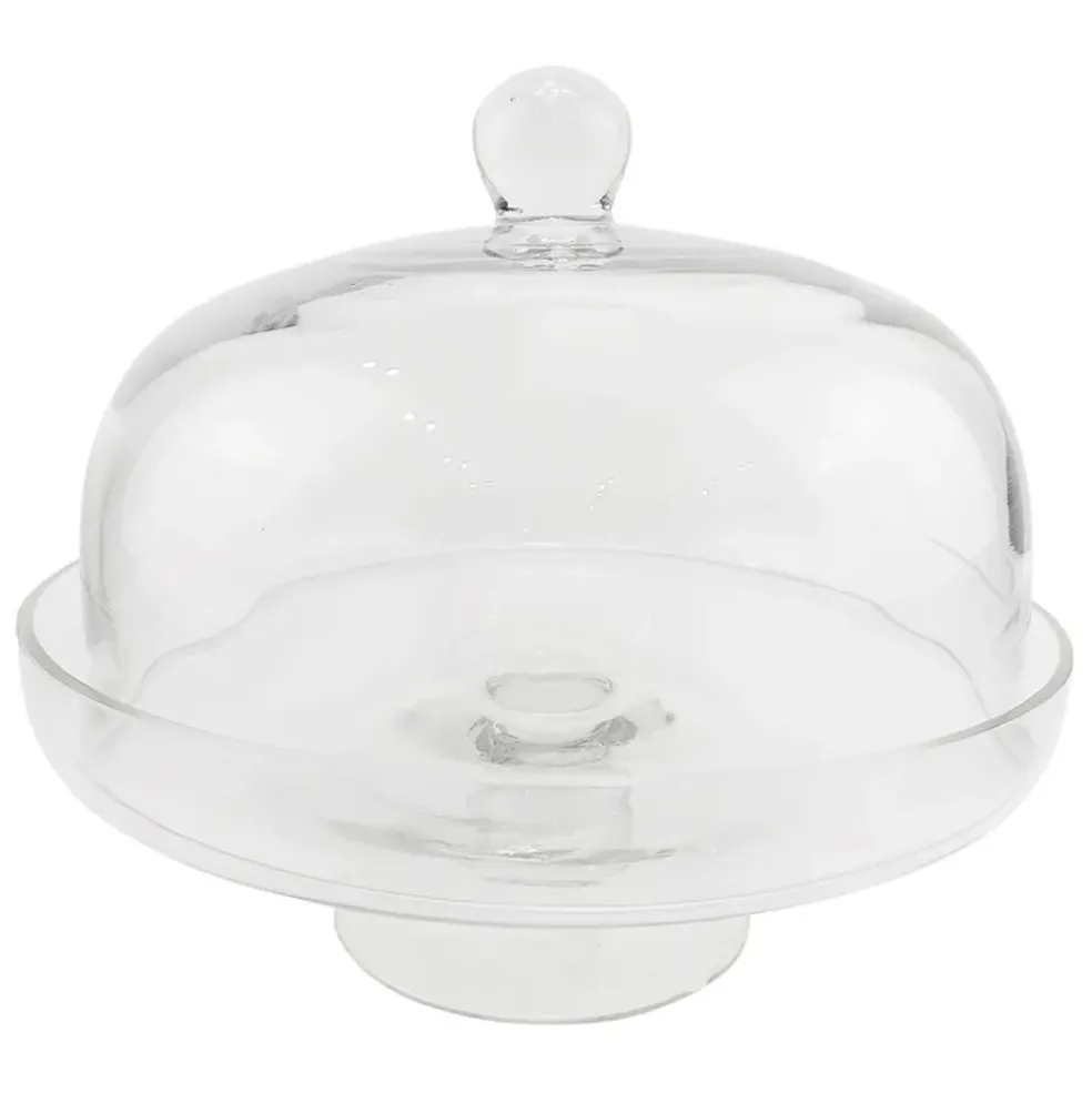 Plat sur pied en verre avec cloche d30cm - Alphe