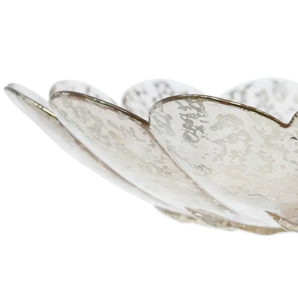 Plat sur pied en verre mercurise d33xh15.5cm - Antik