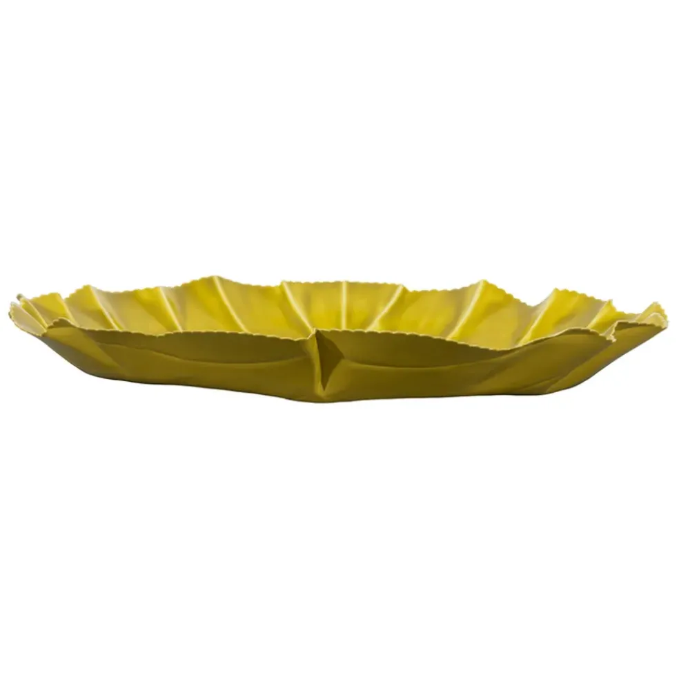 Plateau chou en fer jaune anis d40cm