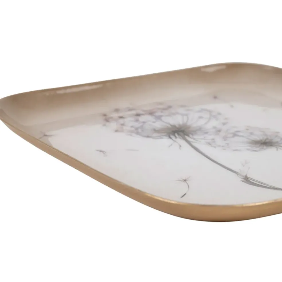 Plateau dent de lion en fer mauve 16x16cm - Botanique