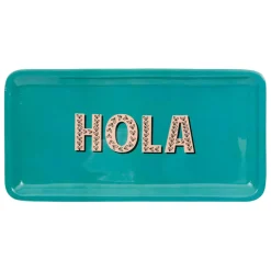 Plateau en fer turquoise 15x30cm - Palma