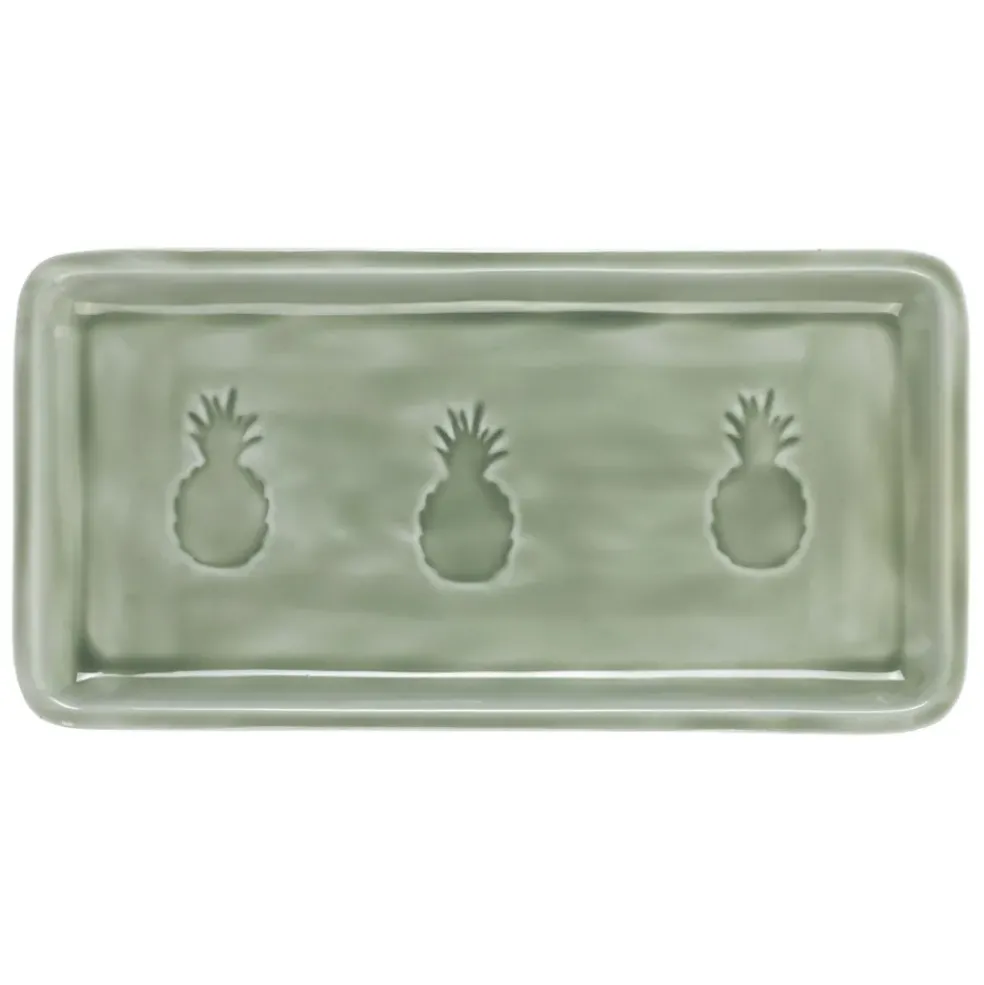 Plateau en fer vert 30x15cm - Allegra