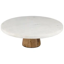 Plateau en marbre blanc et manguier 30x30xh10cm - Organic