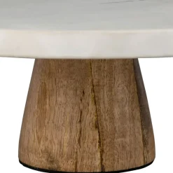 Plateau en marbre blanc et manguier 30x30xh10cm - Organic