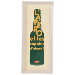 Plateau en tissu synthétique beige et vert 26x11cm - Copains D'Abord