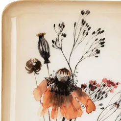 Plateau fleur en fer multicolore 15x25.5cm - Floral