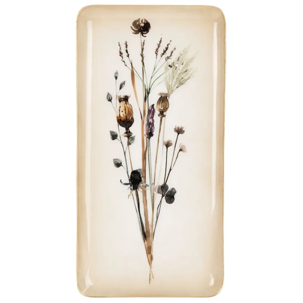 Plateau fleur en fer multicolore 15.5x30.5cm - Floral