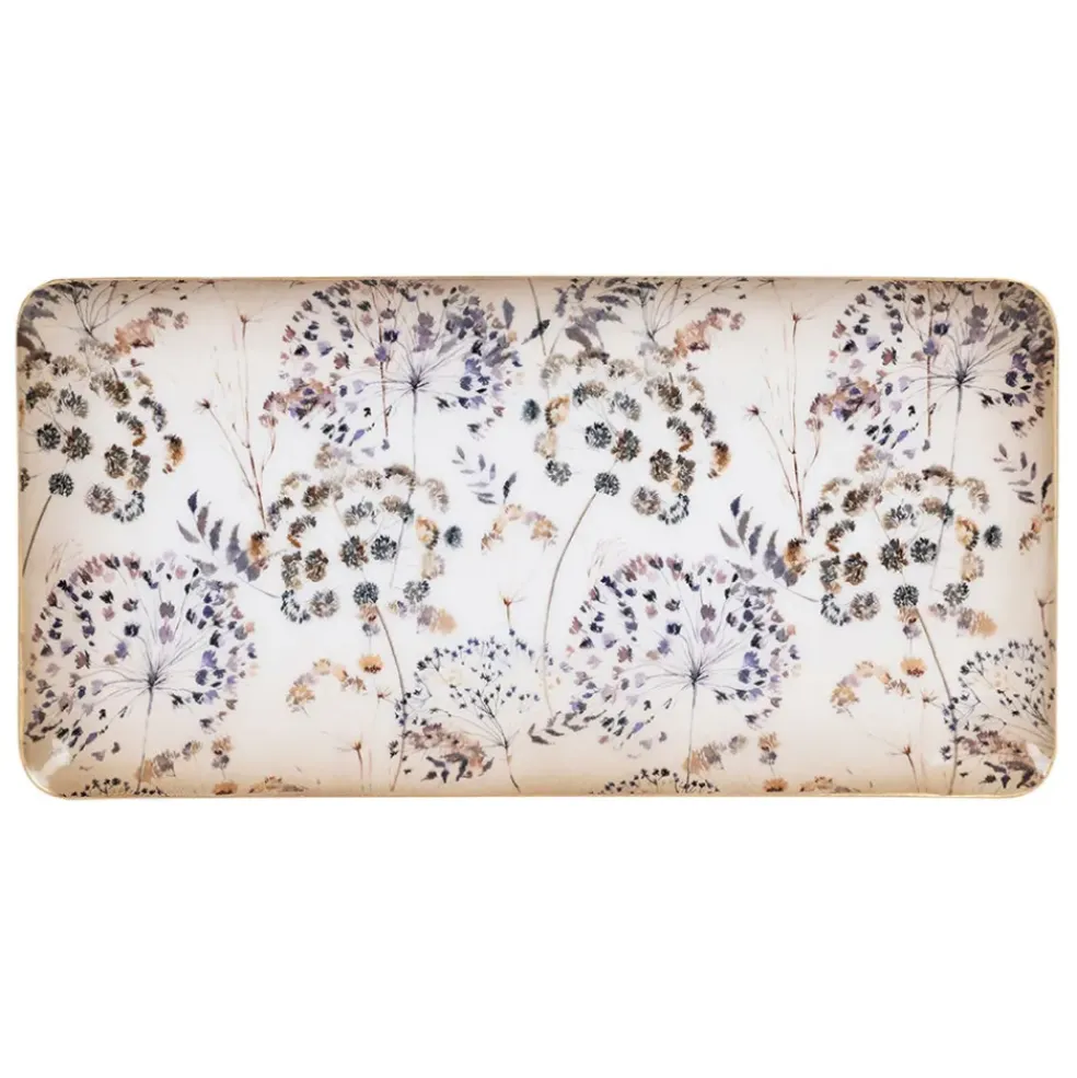 Plateau gypsophile en fer mauve 30x15cm - Botanique