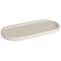 Plateau ovale en ciment écru moucheté 25x12cm - Organic
