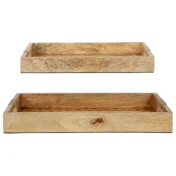 Plateaux x2 terracotta en bois de manguier - sweet leaves