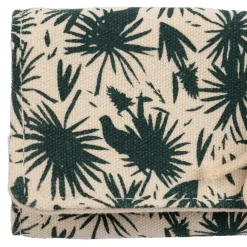 Pochette à bijoux de voyage écru et vert foncé - Palmea