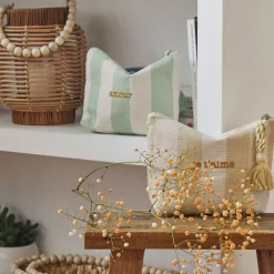 Pochette Amour en coton écru et vert - Famille