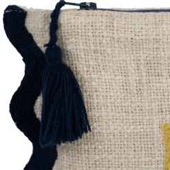 Pochette brodée bisou en coton jaune et bleu - Lumi