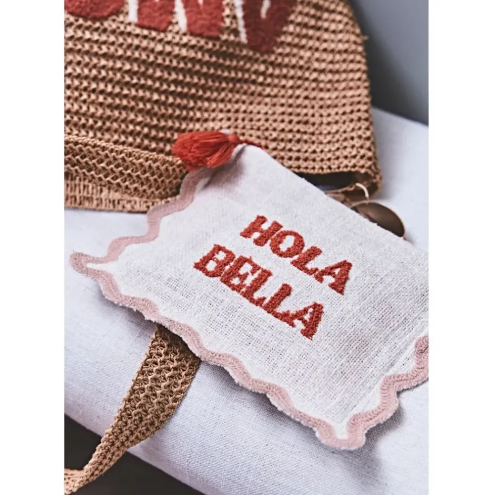 Pochette brodée hola Bella en coton terracotta - Lumi