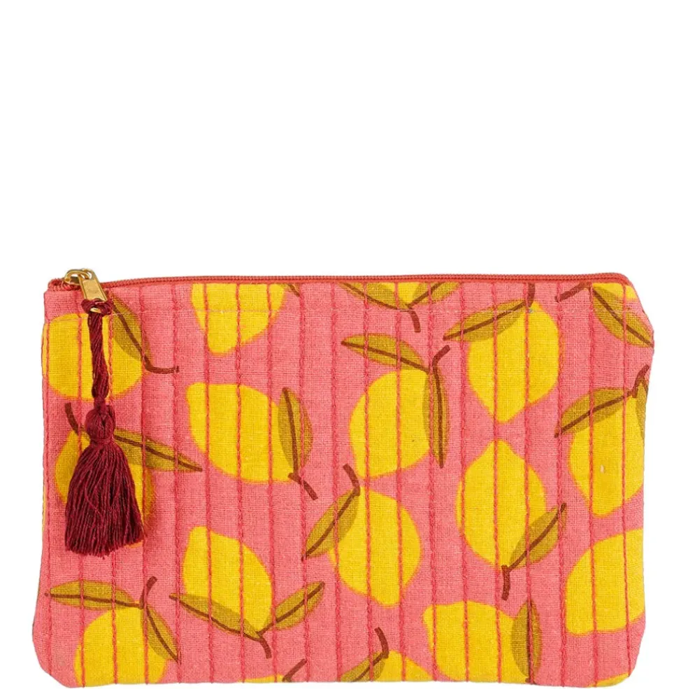 Pochette citron en coton rose