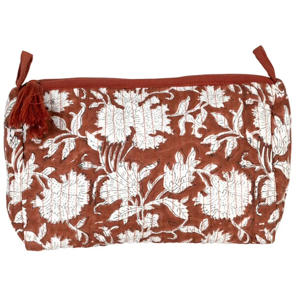 Pochette en coton matelassé et doublure imperméable terracotta - Flaura