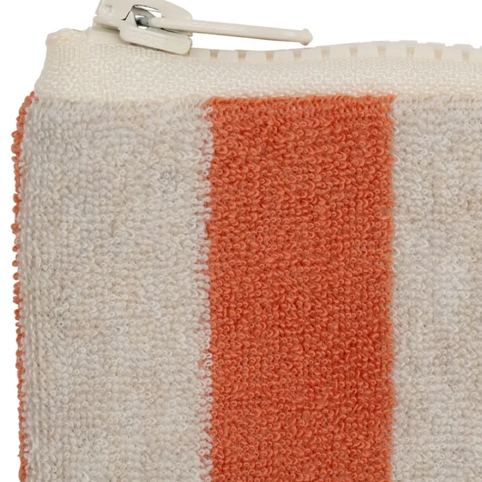 Pochette en coton rayée corail et blanc - Palma